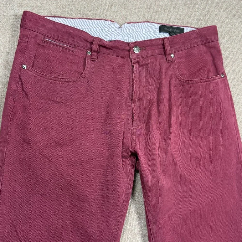Saks Fifth Avenue Men's Slim Straight Chino Pants Maroon Burgundy Size 36